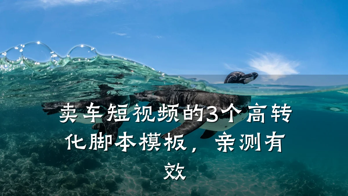 卖车短视频的3个高转化脚本模板,亲测有效